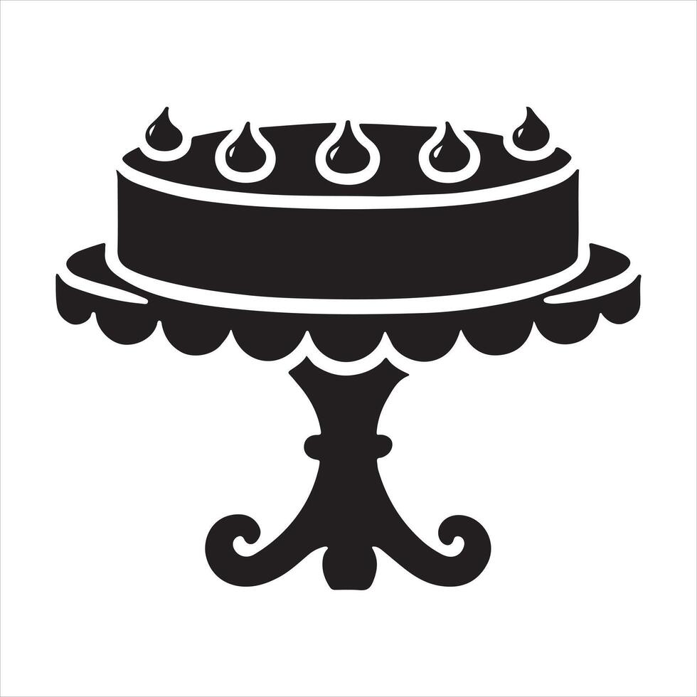 Cake Stand flat icon silhouette white background vector