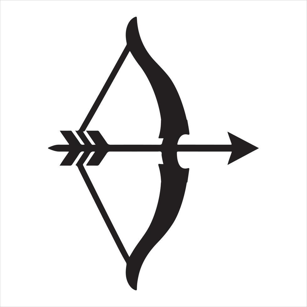 Bow and arrow simple flat silhouette on white background vector