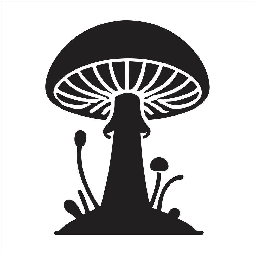 A Silhouette Mushroom silhouette on white background vector