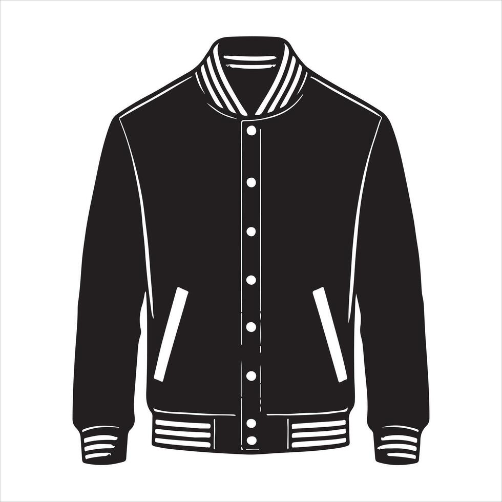 Simple Varsity Jacket silhouette on white background vector