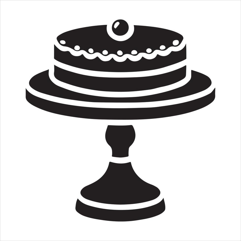 Cake Stand flat icon silhouette on white background vector