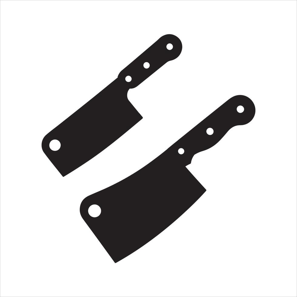 Black meat cleaver silhouette white background vector