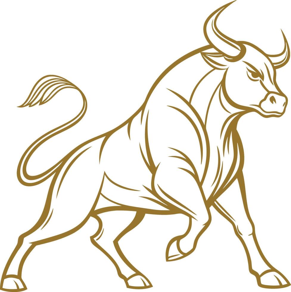 A minimalist golden bull logo vector