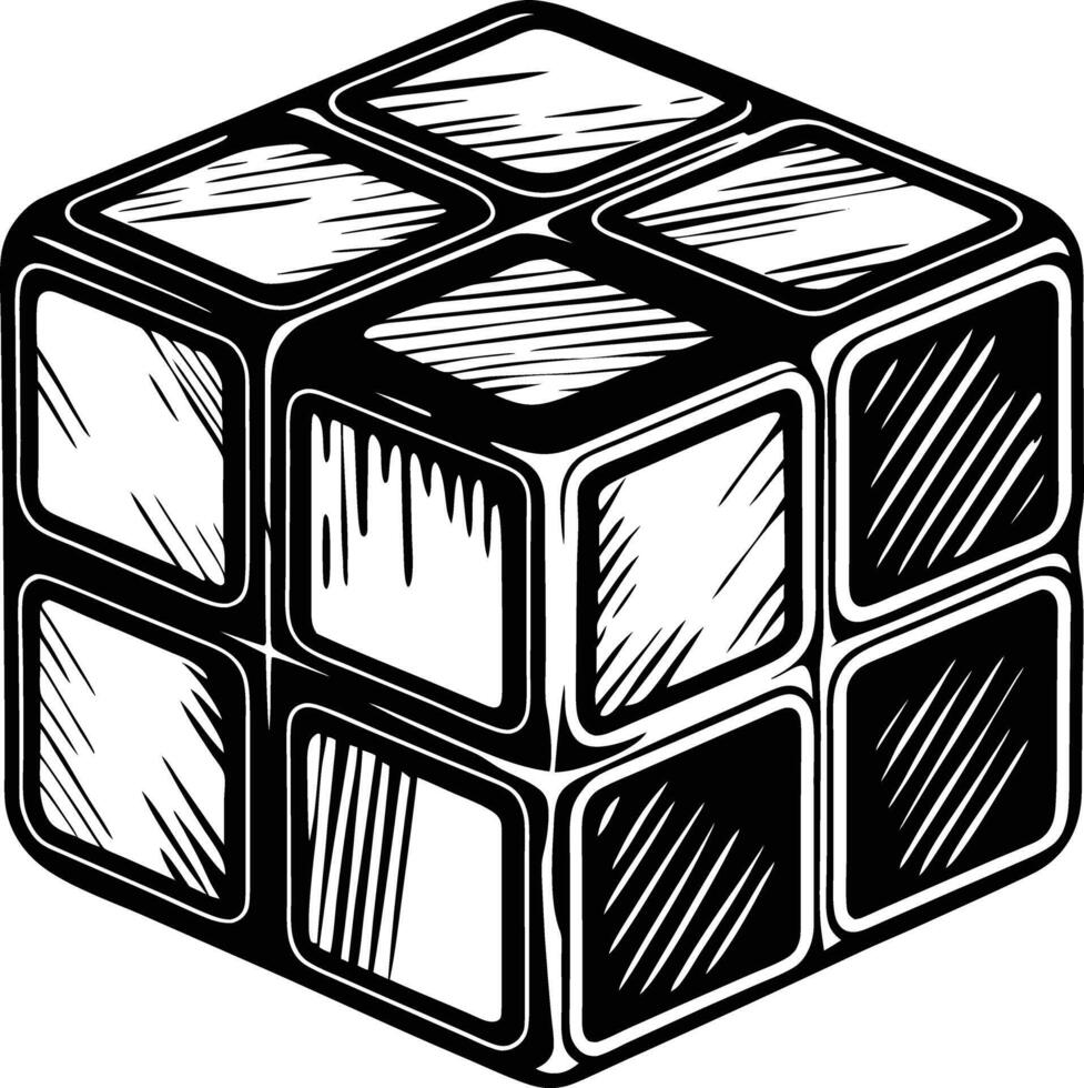 A black And white cube vector