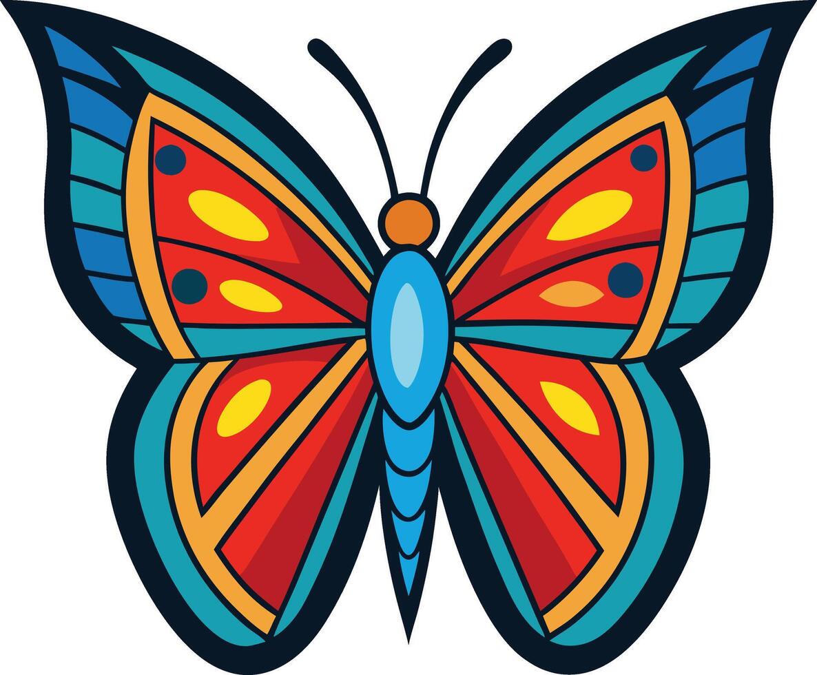 A butterfly pixar-art style bold line art white vector