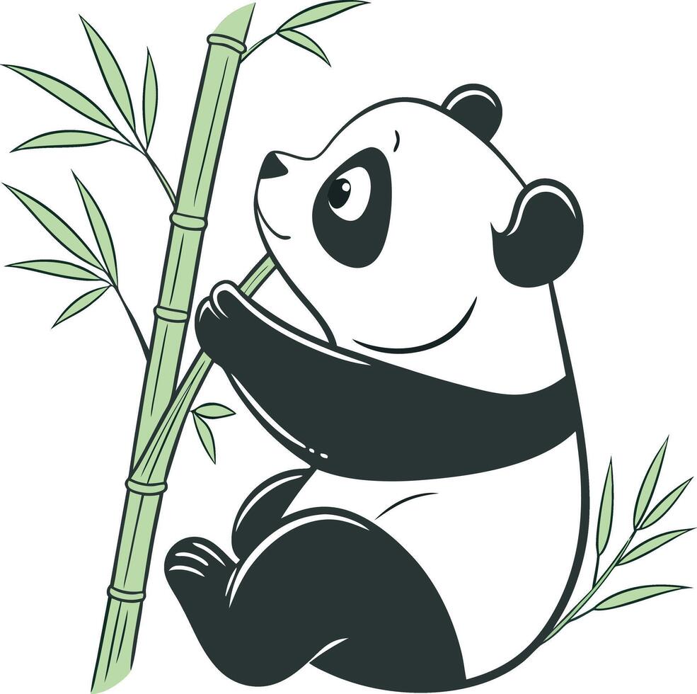 -a-panda-icon-holding a bamboo stalk vector