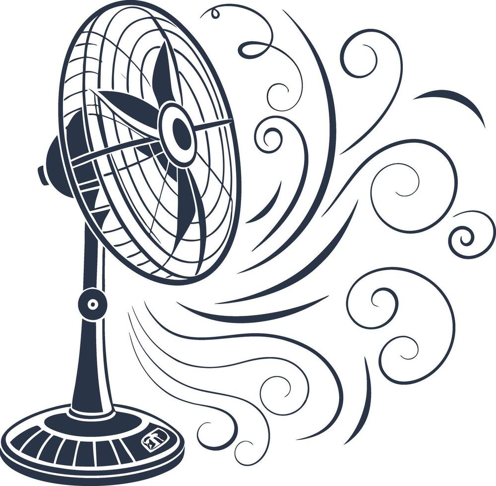 Electric fan icon with airwaves forming swirli vector
