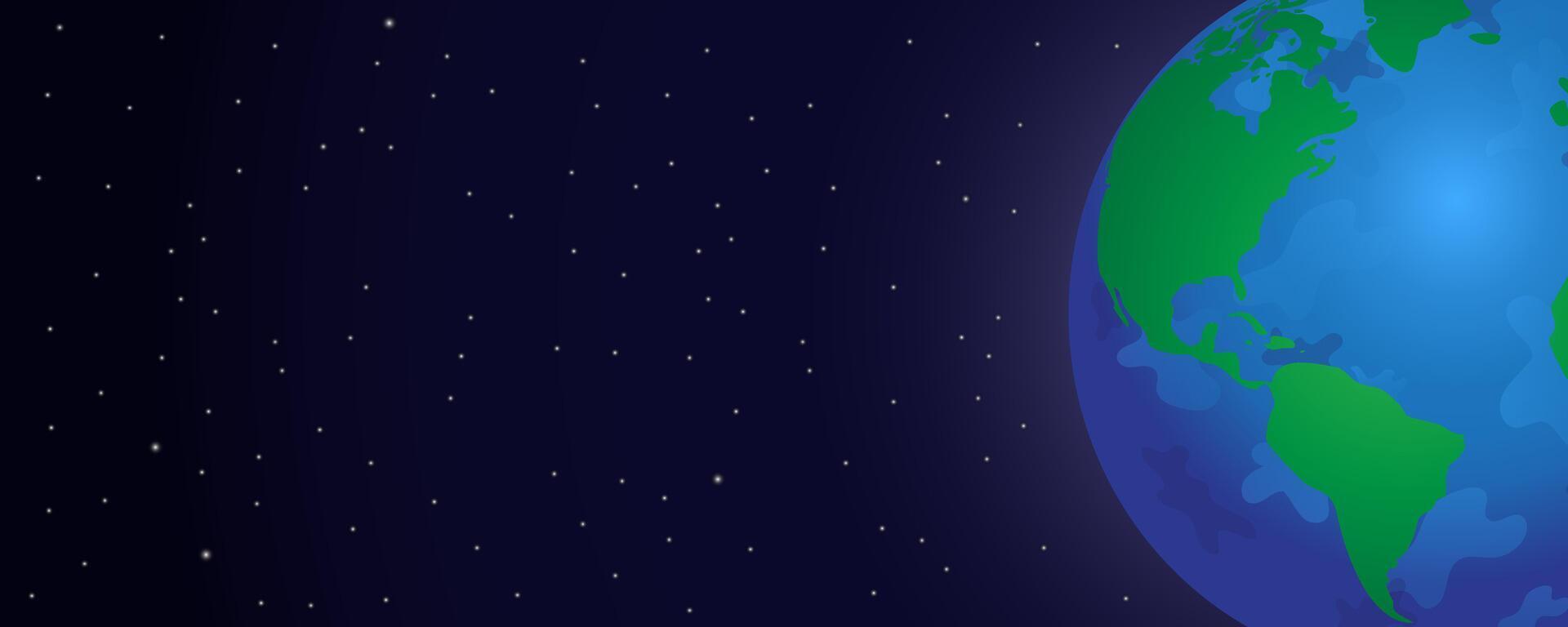 earth in space with stars banner background template vector