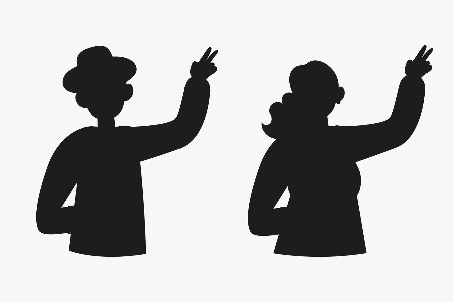 Woman and man silhouette traveling with camera hand drawn vector