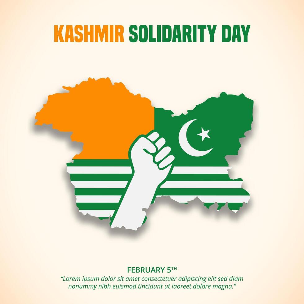 Kashmir Solidarity Day with a raised hand and flag vector