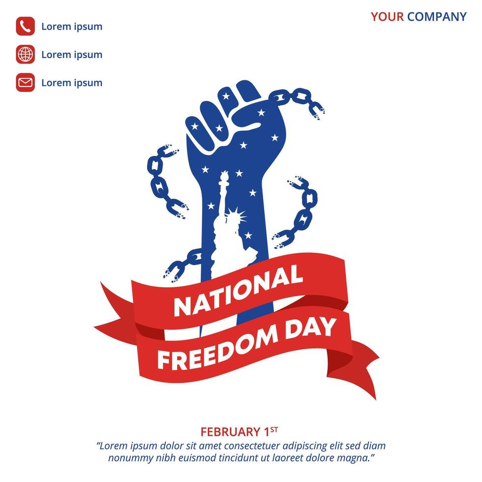 National Freedom Day with a silhouetted hand and broken chain vector