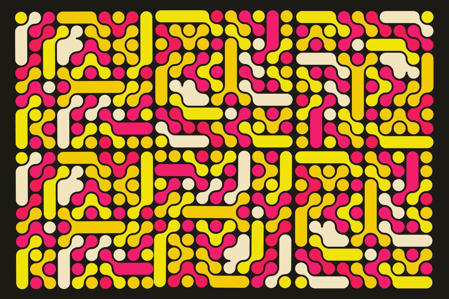Retro Yellow and Pink Modular Pattern Geometric Block Maze Design vector