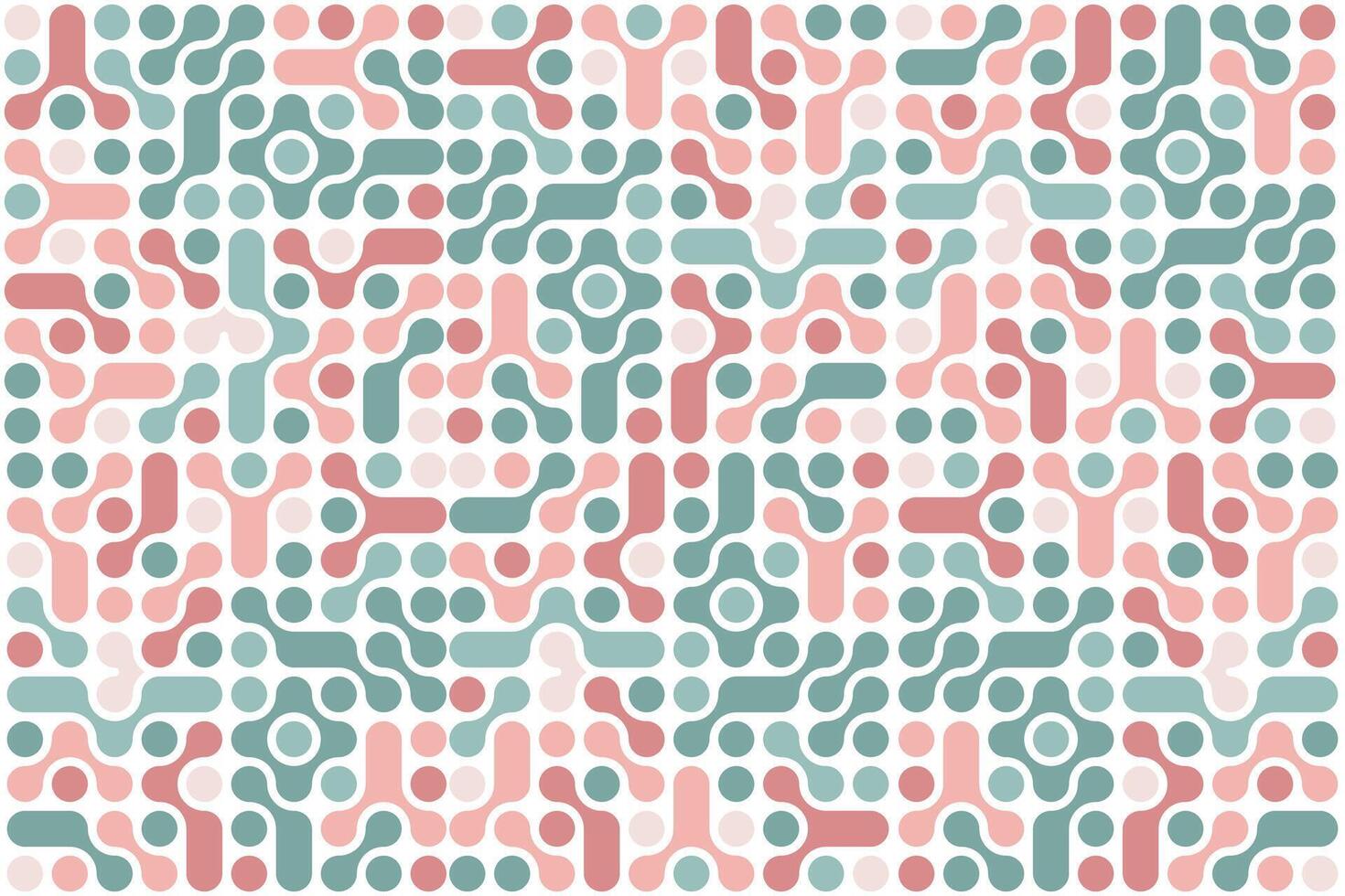 Pink and Sage Modular Pattern Geometric Curves and Dots Design vector