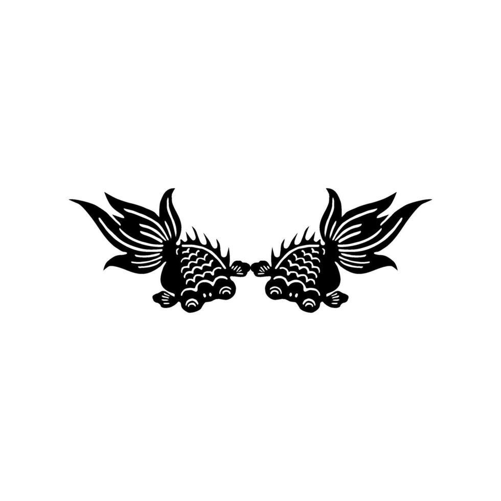 Silhouette of the Gold Fish, Oriental Style, can use for Ornate, Decoration, Logo Gram, Pictogram or Graphic Design Element. Couple Symbol vector
