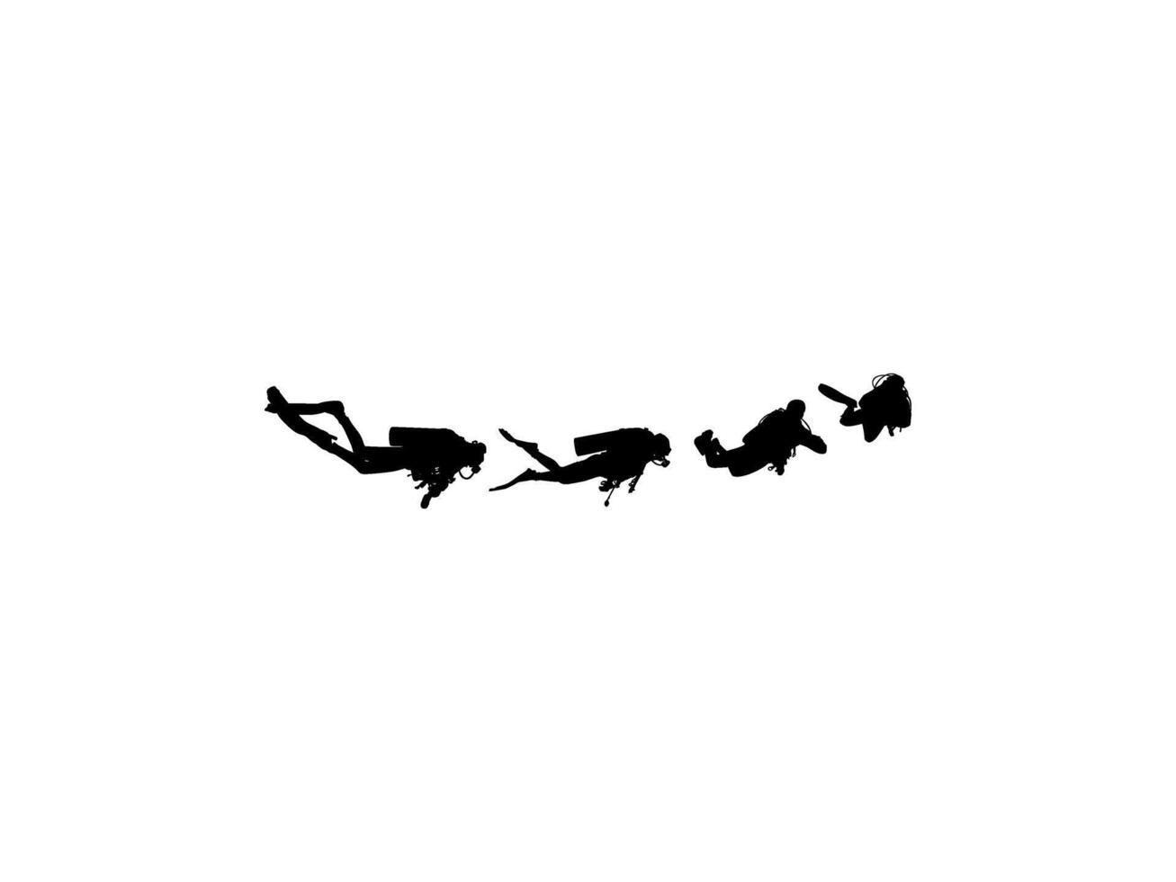 Silhouette of the Diving, Flat style, can use for Logo Gram, Sticker, Pictogram, Website, Apps, Diving Illustration or Graphic Design Element. BW and Editable vector