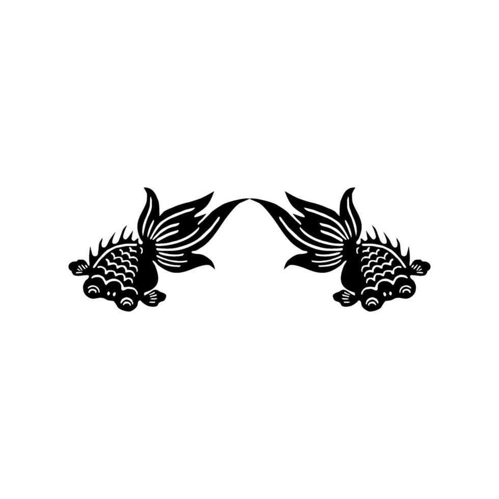 Silhouette of the Gold Fish, Oriental Style, can use for Ornate, Decoration, Logo Gram, Pictogram or Graphic Design Element. Pair Fish vector