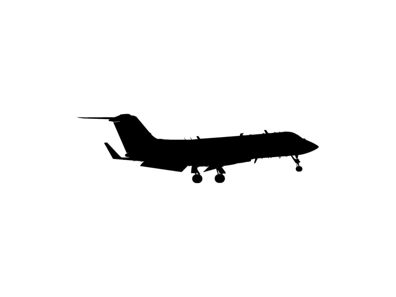 Silhouette of the Private Jet, Aircraft, Aeroplane. Flat Style, can use for Logo Gram, Pictogram, Apps, Website, or Graphic Design Element. Editable vector