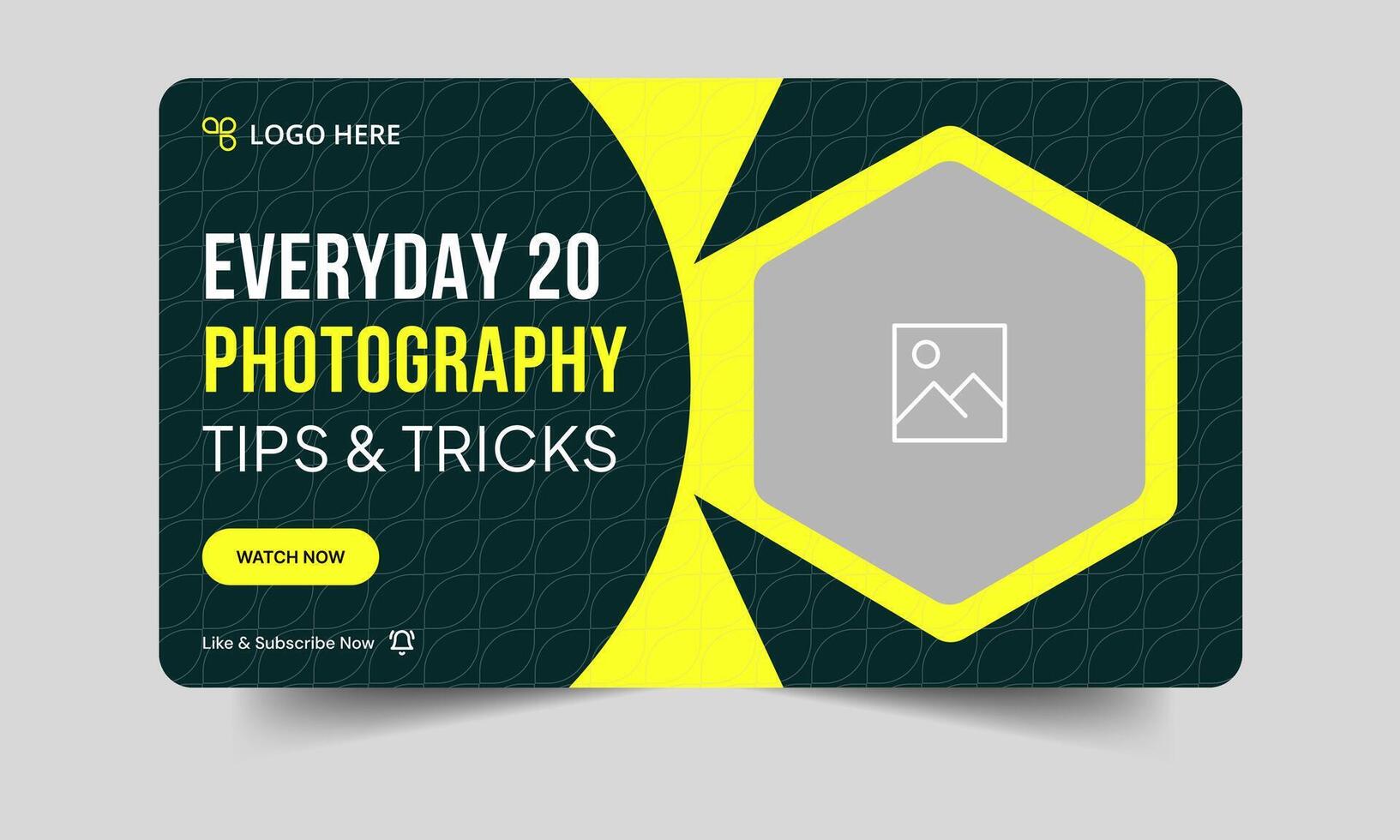 Customizable photography tips and tricks thumbnail banner design, daily photography techniques cover banner design, fully customizable eps 10 file format vector