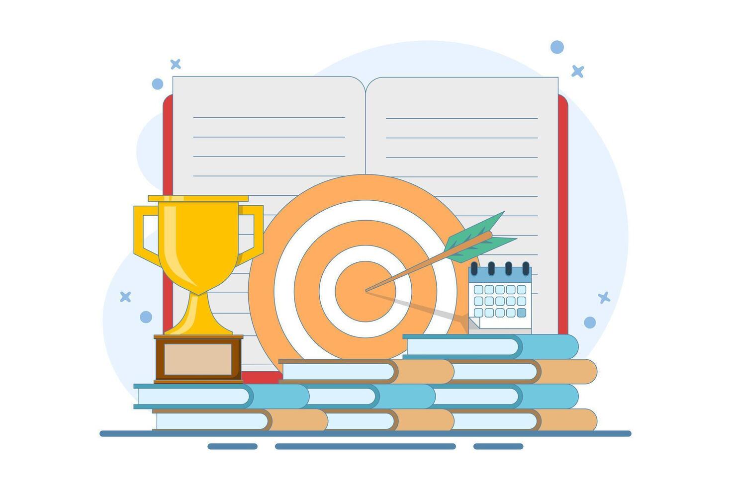 Self-development concept. Skills improvement. Self-study, online education, e-books, distance learning. Goal achievement. Modern flat cartoon style. illustration on background. vector
