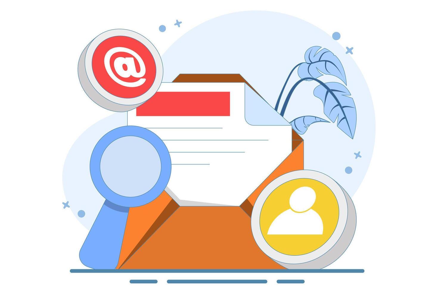 Concept of approaching target audience using email marketing, Online business strategy, Advertising, Email newsletter, sending messages, marketing materials. illustration. vector