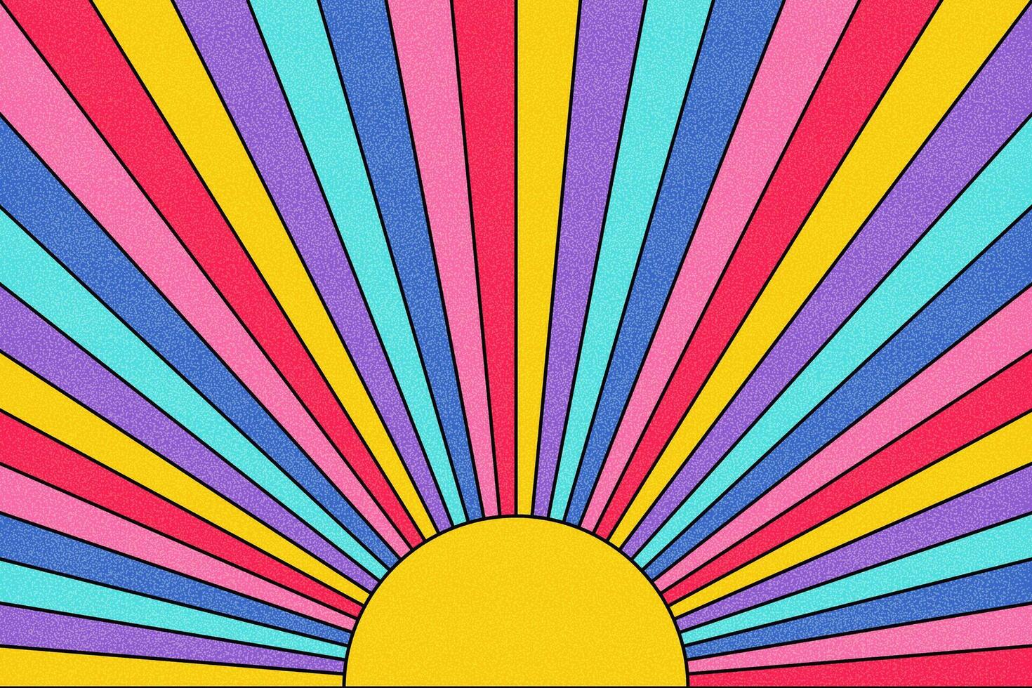 Colorful noise groovy sun retro background vector
