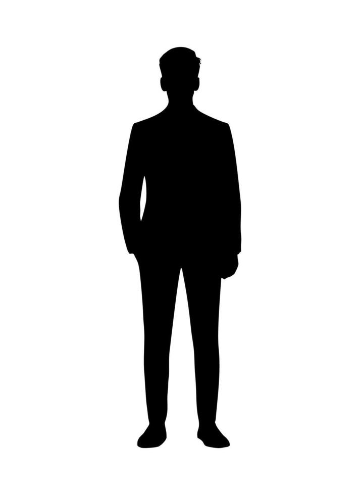 Silhouette of a man in a suit standing in front of a white background vector