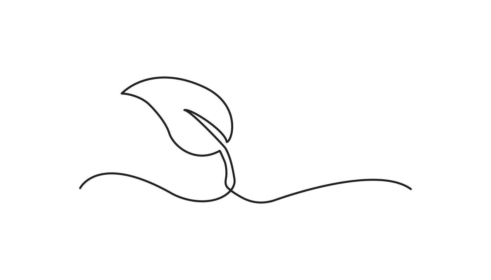 leaf continuous one line drawing nature vector