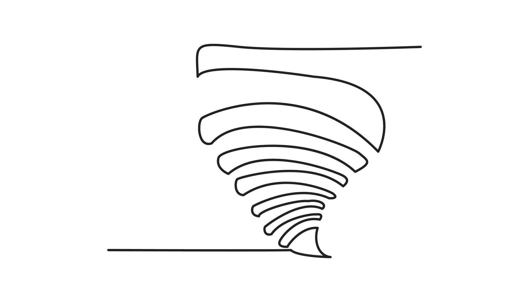 storm with tornado continuous one line drawing vector