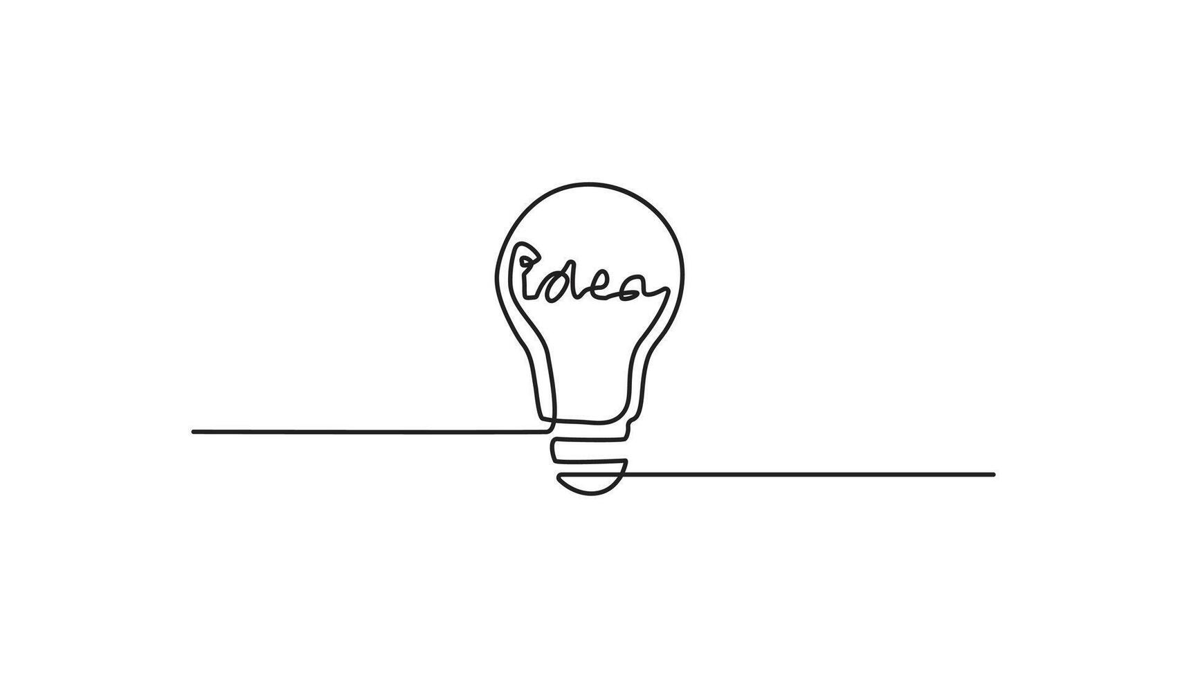 bulb continuous one line drawing electric light vector