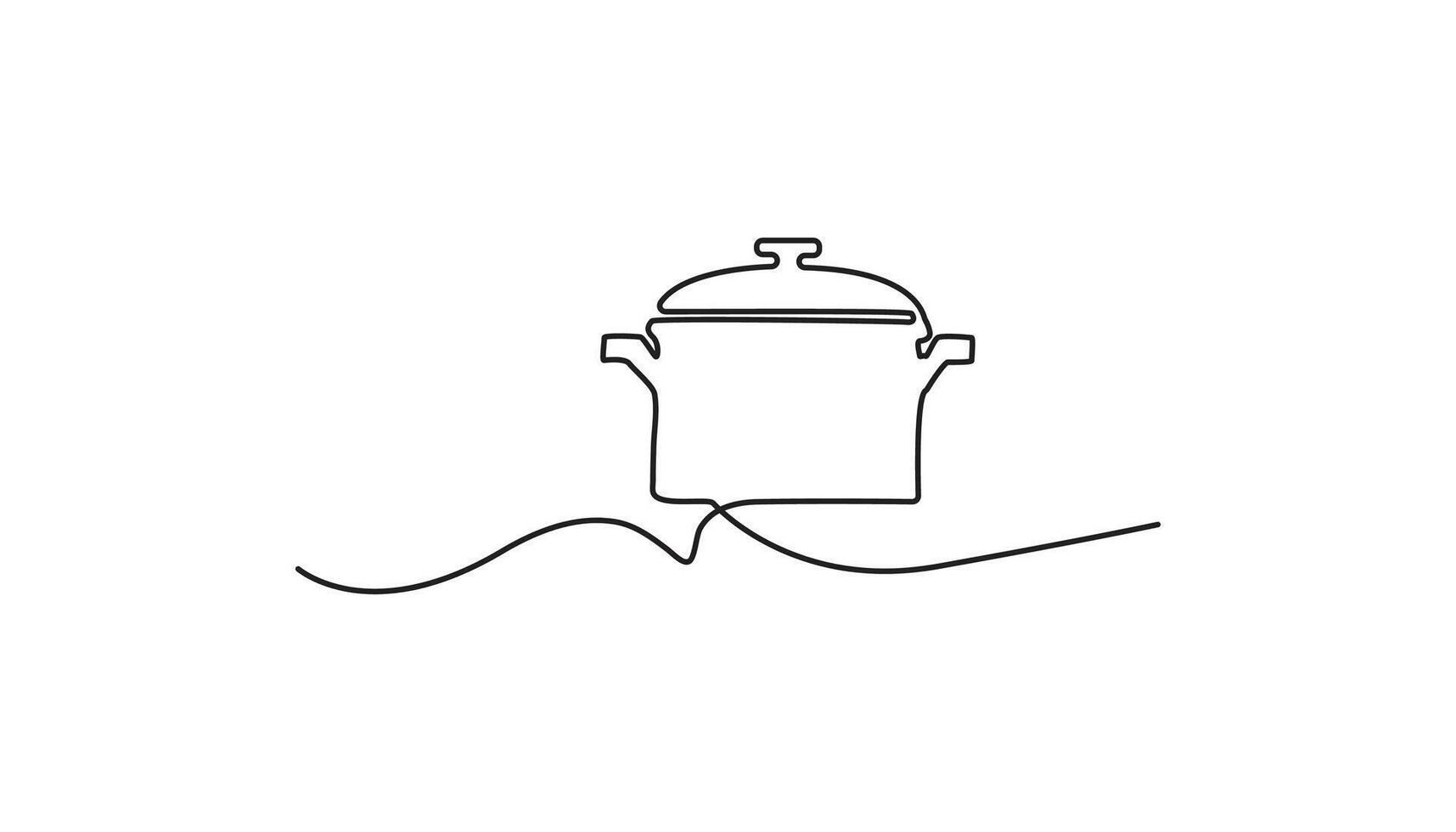 kitchenware pan continuous one line drawing vector