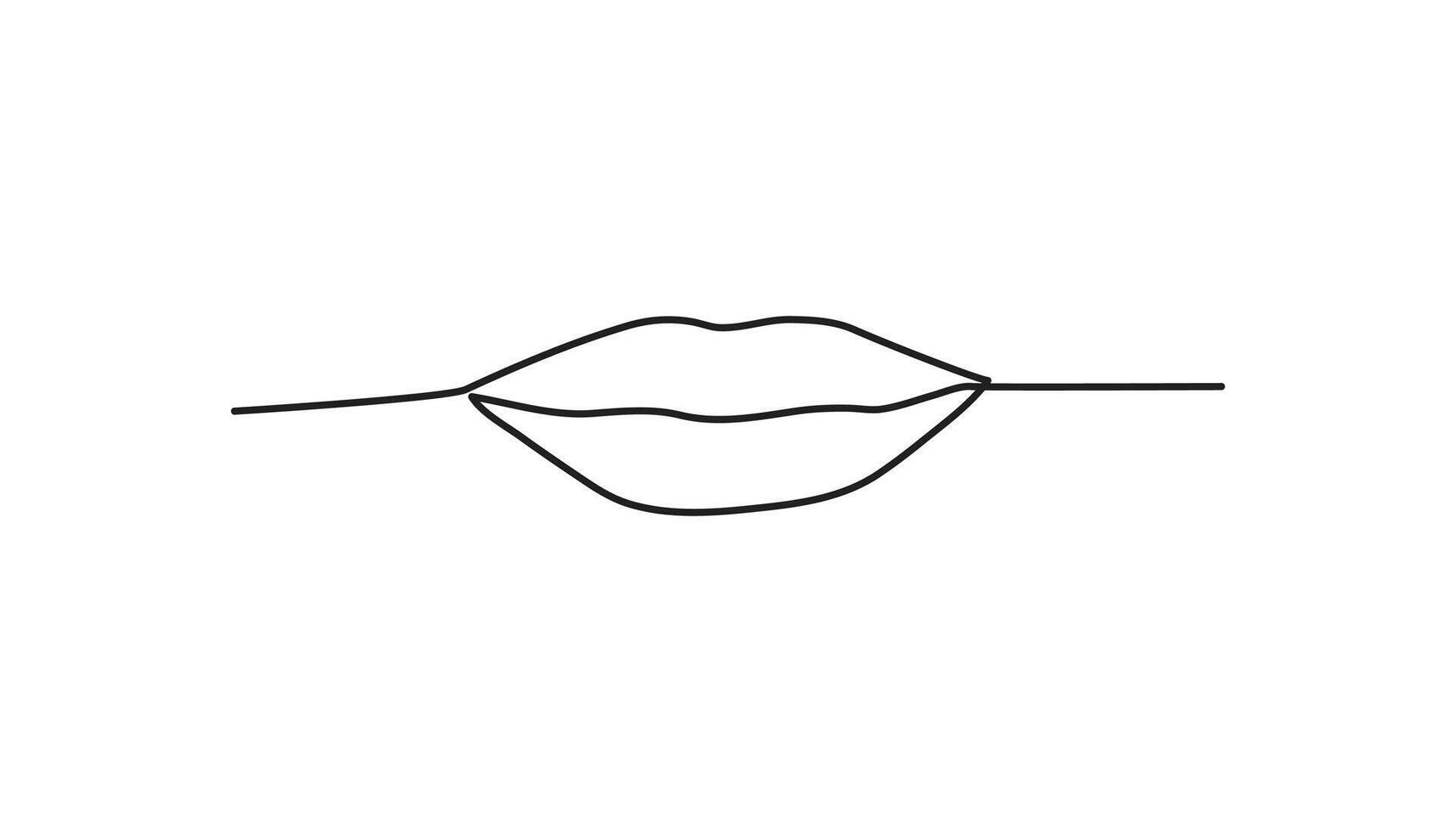 lips continuous one line drawing human body part single line vector