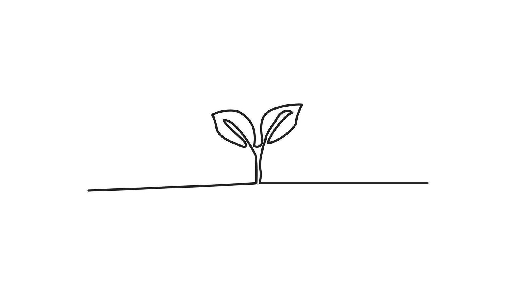 growing sprout continuous one line drawing of plant vector