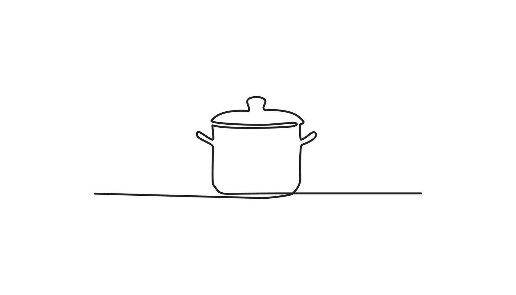 kitchenware pan continuous one line drawing frying vector