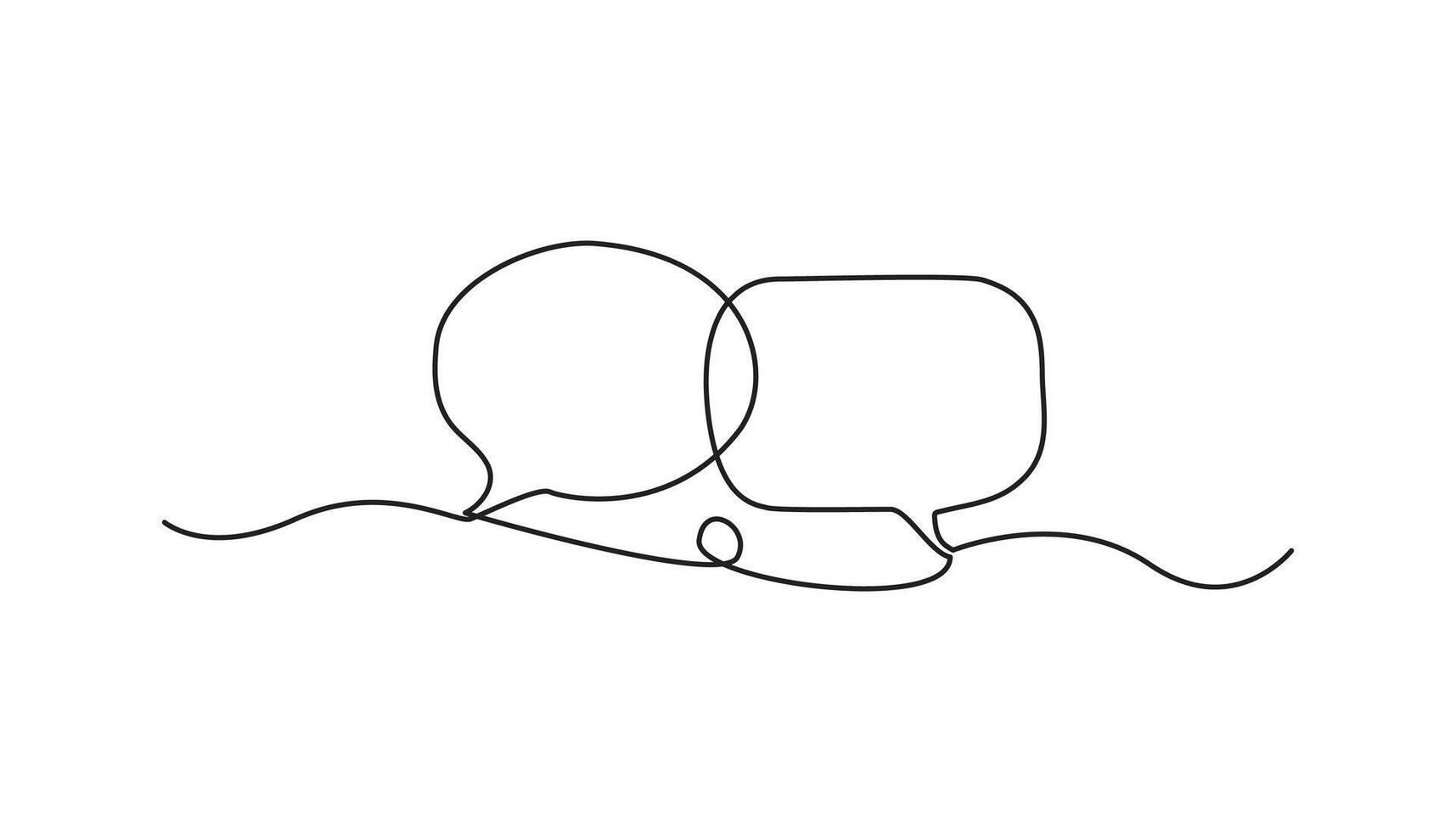 speech bubble continuous one line drawing abstract design vector