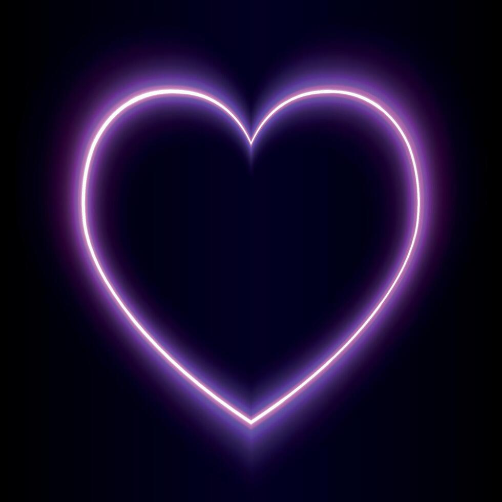 Pink neon heart on dark background vector