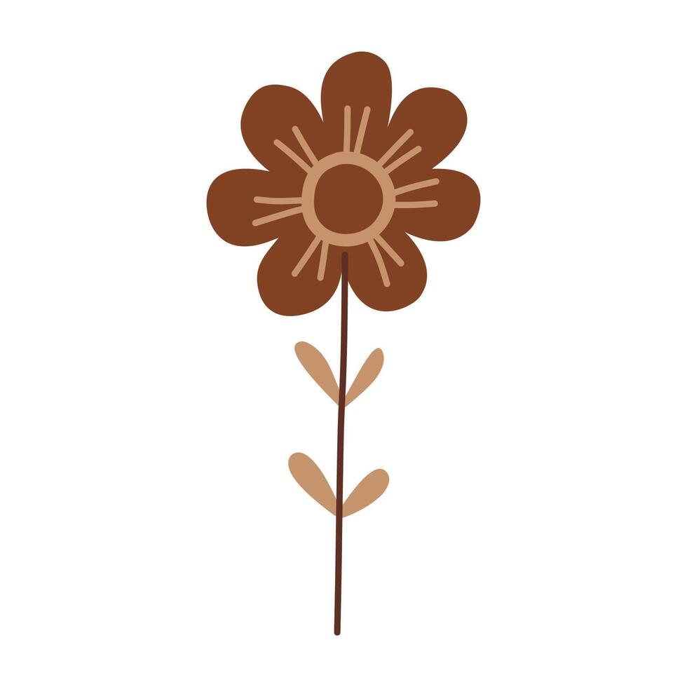Abstract cute colored flowers brown vector