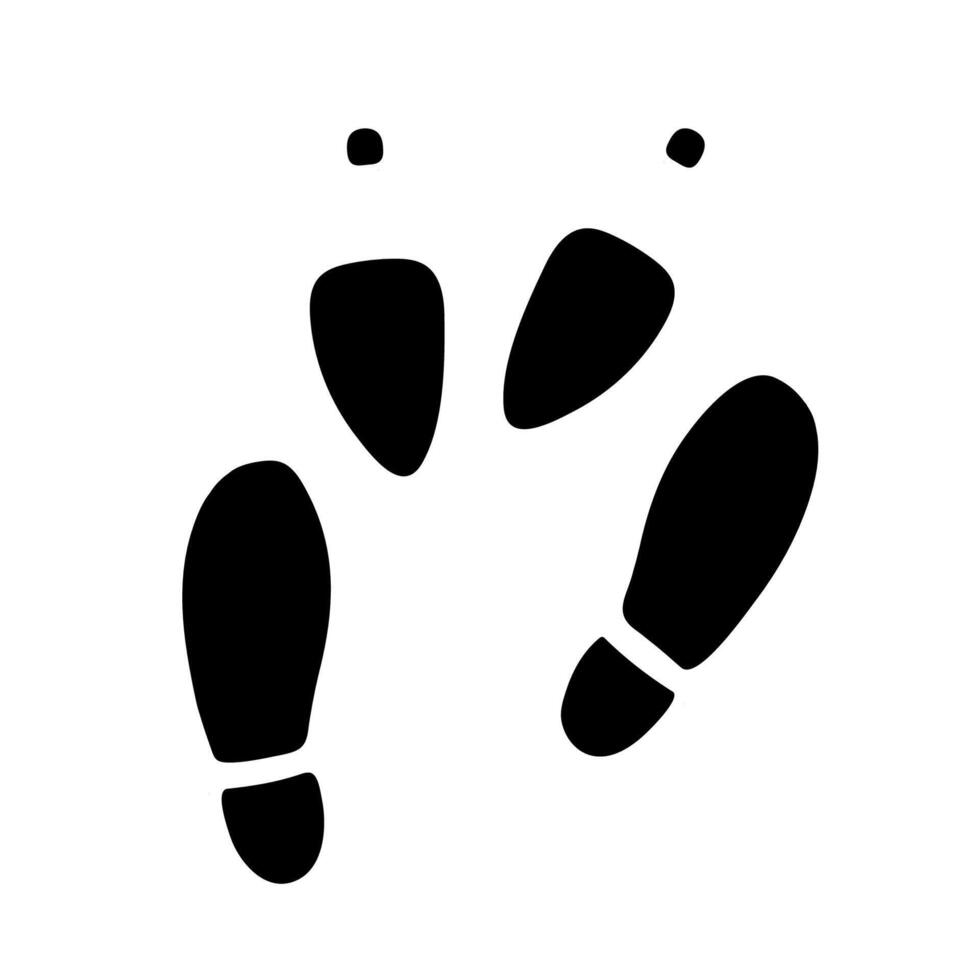 Footprints of a man and woman kissing and hugging. Human traces on white background. EPS10 vector