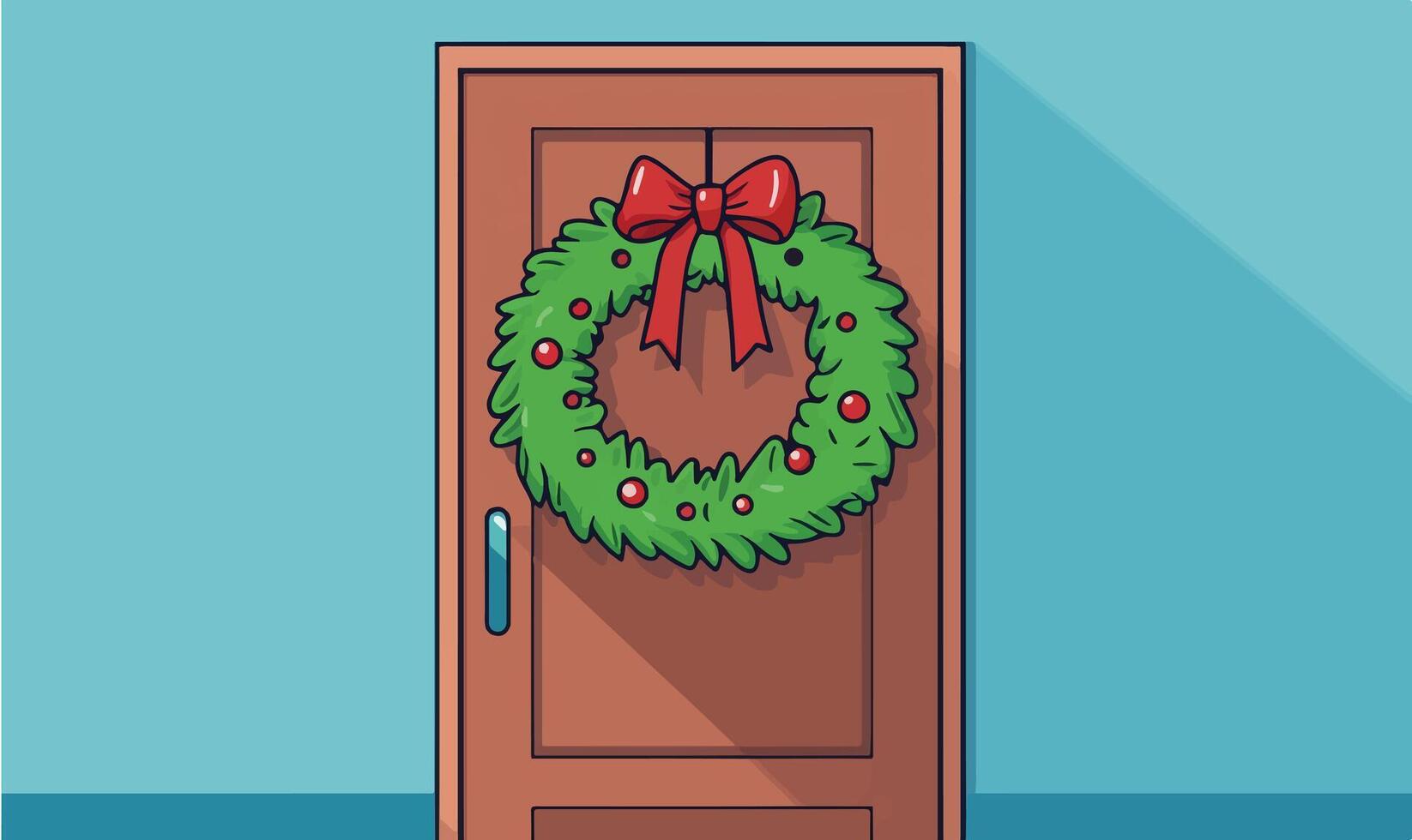 Cute Holiday Wreath Icon Hanging on Door vector