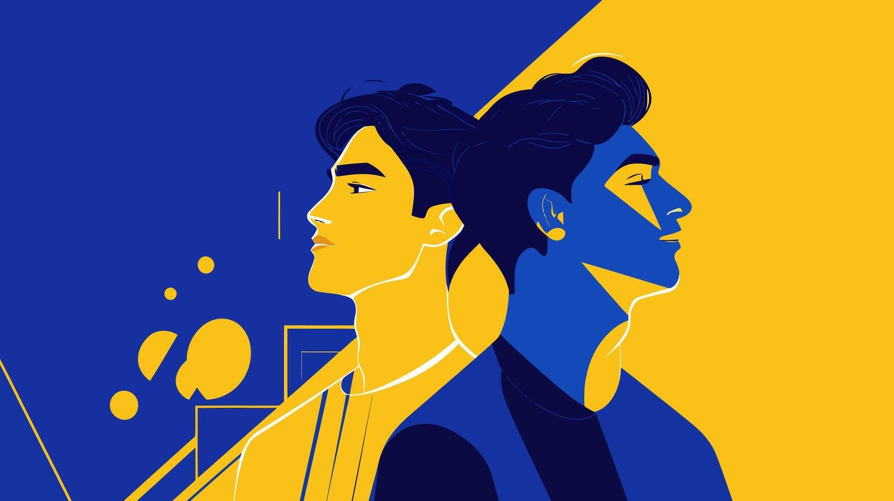 illustration of two young people in the style of pop art. vector