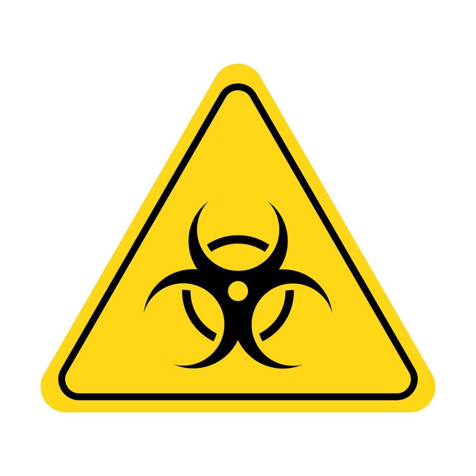 Biohazard sign. Bio waste danger, biological, epidemic hazard icon with yellow triangle symbol. vector
