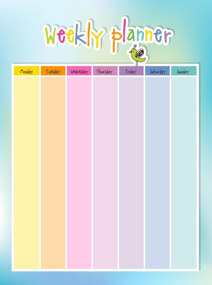 Efficient Living, Weekly planner and Notes Template vector