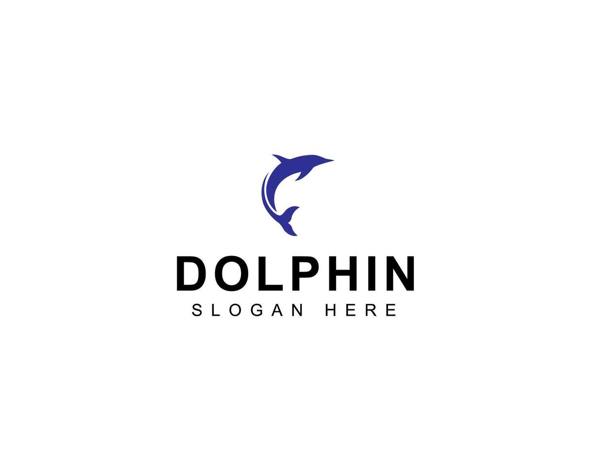 Dolphin Logo Design. Dolphins jump on the waves of the sea or beach with a creative idea. vector