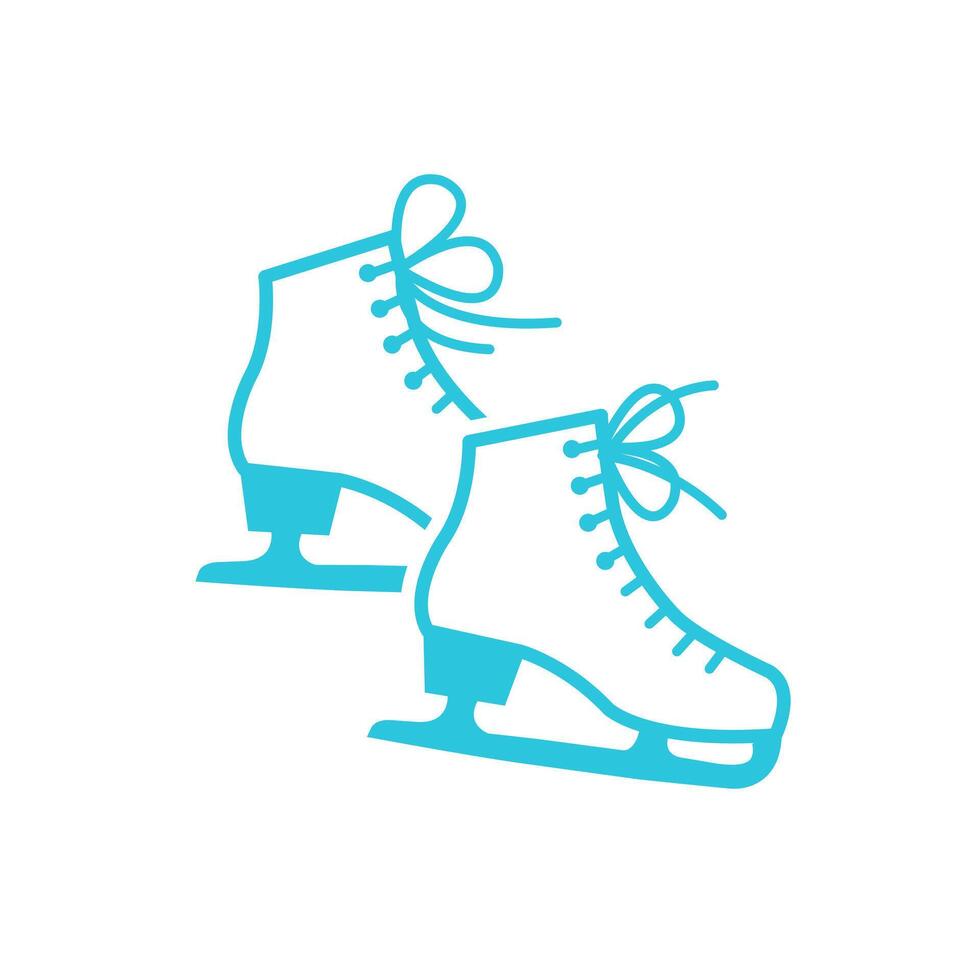Two Ice Skates Illustration, Clean White Background, Blue icon set vector