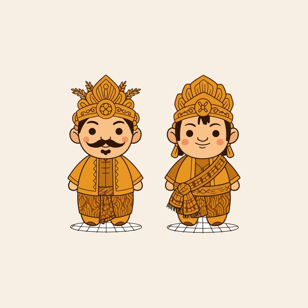 Javanese Royal Couple in Traditional Attire vector