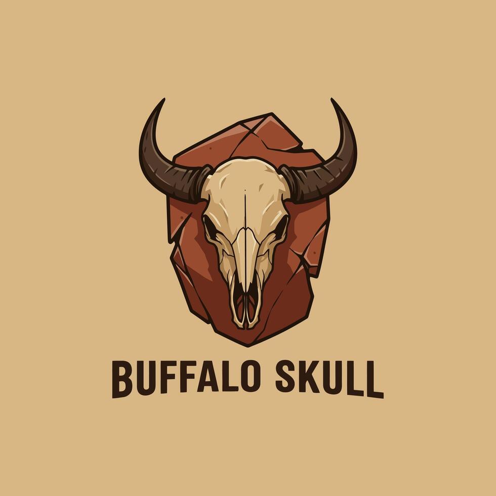 Buffalo Skull on a Brown Rocky Background vector