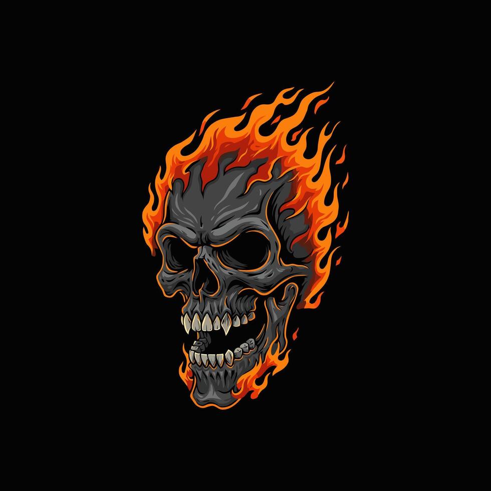 Fiery Skull Enveloped in Blazing Flames vector