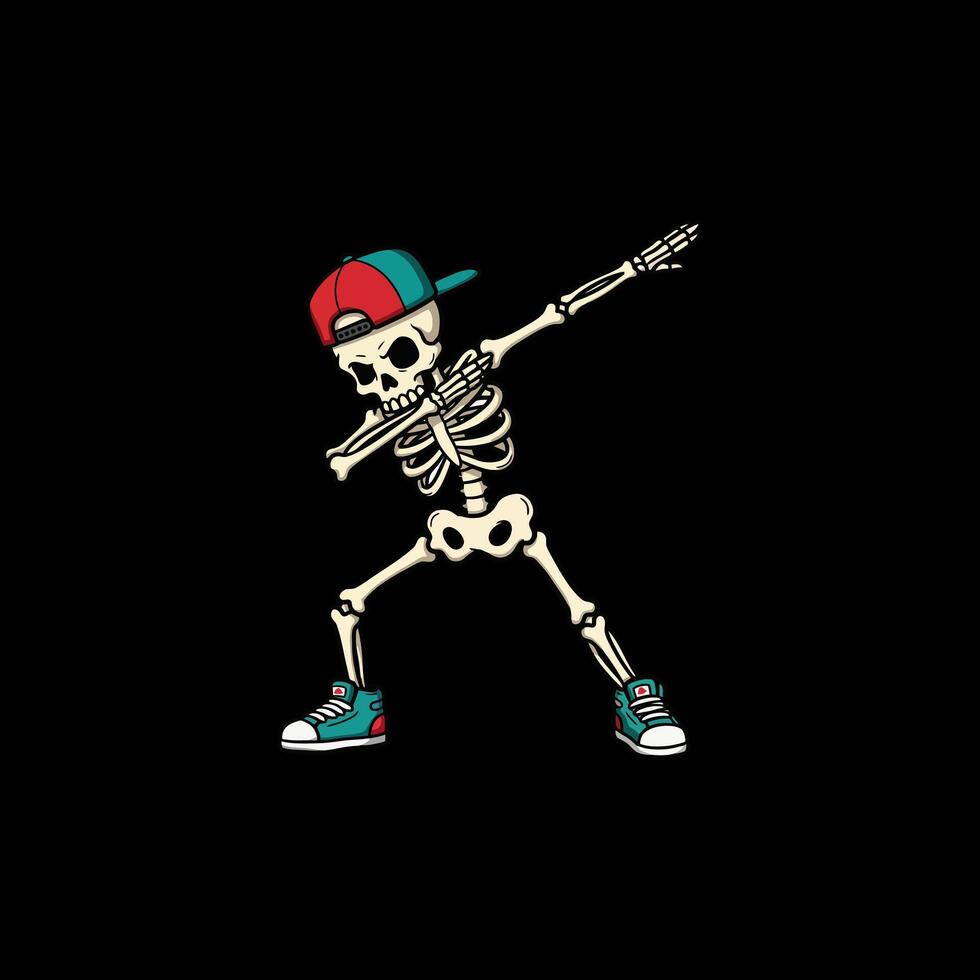 A stylish skeleton performs the dab dance move vector