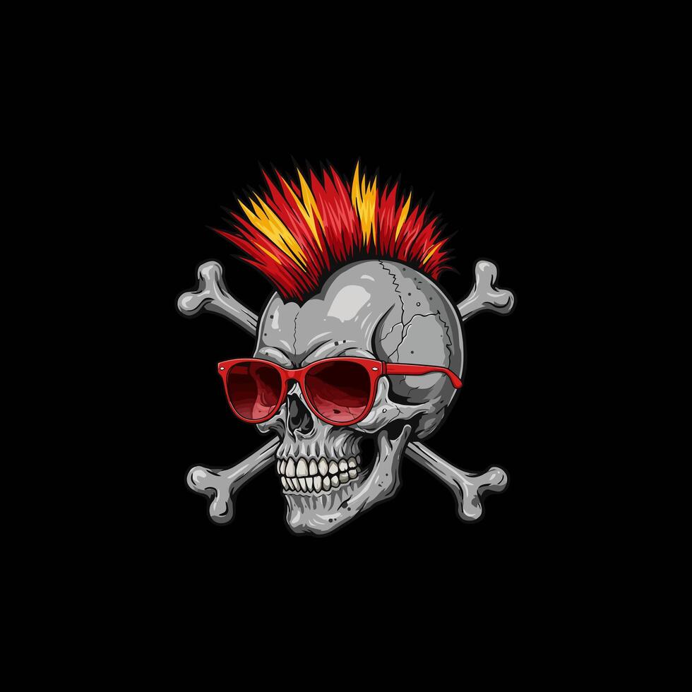 Cool Skull With Mohawk And Sunglasses vector