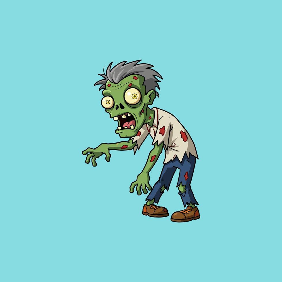 A Cartoon Zombie Character Walks Forward Slowly vector