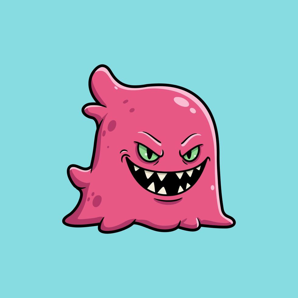 A Pink Cartoon Monster With Sharp Teeth Smiles vector